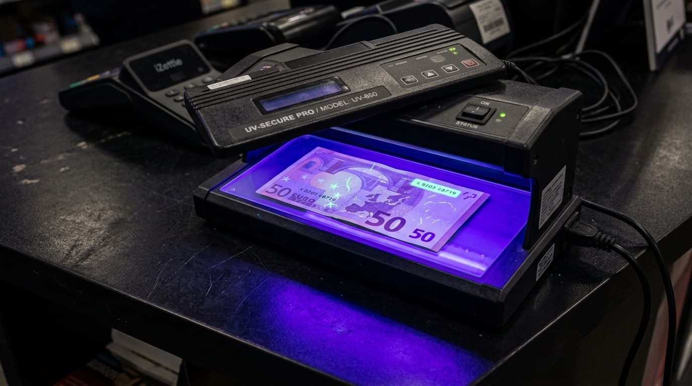 Advanced ultraviolet counterfeit money detector scanning polymer notes